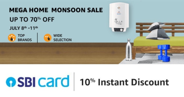 India Desire : Amazon Mega Home Monsoon Sale: Upto 70% On ACs, Cooler, Fans, Refrigerators and TV + Extra Upto Rs 1750 Off Via SBI Credit Card [8th-11th July 2021]